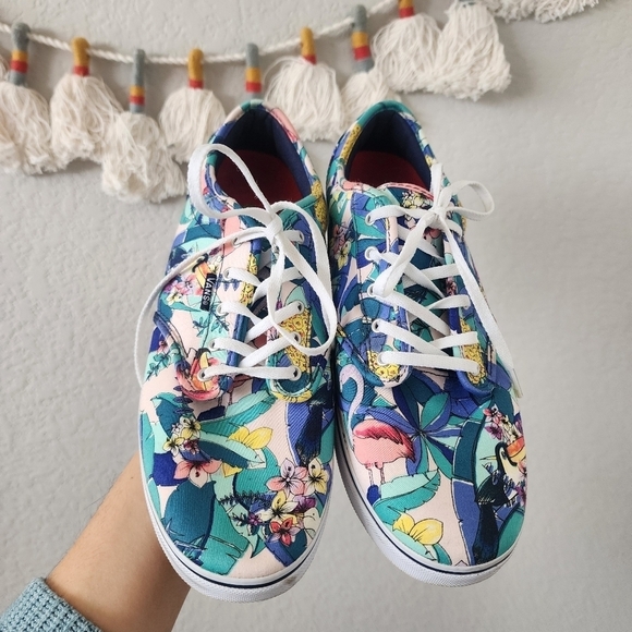 Vans Toucan Floral Tropical Flamingo Low Top Blue Sneaker Comforf Walking 11 - Picture 2 of 11